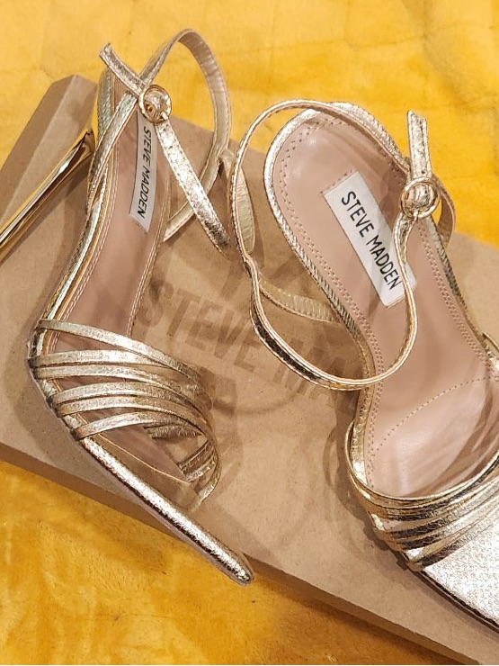 Steve Madden Metallic Gold Multi-Strap Stiletto Sandals